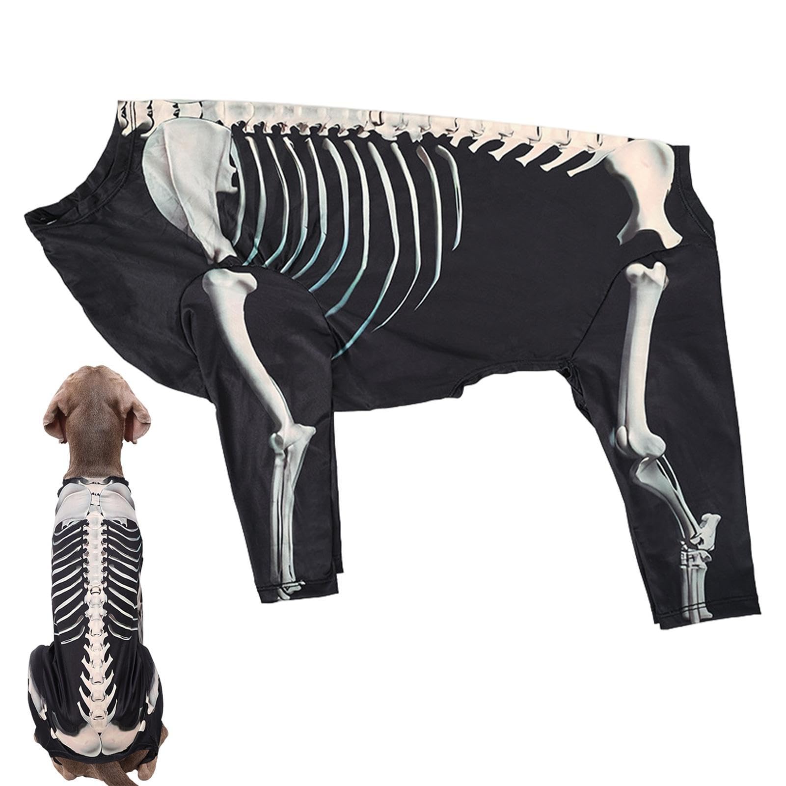 Anulely Disfraz de perro de Halloween, esqueleto de Halloween, ropa para mascotas, disfraz para perros, cosplay, accesorios de disfraz de Halloween para perros medianos y grandes