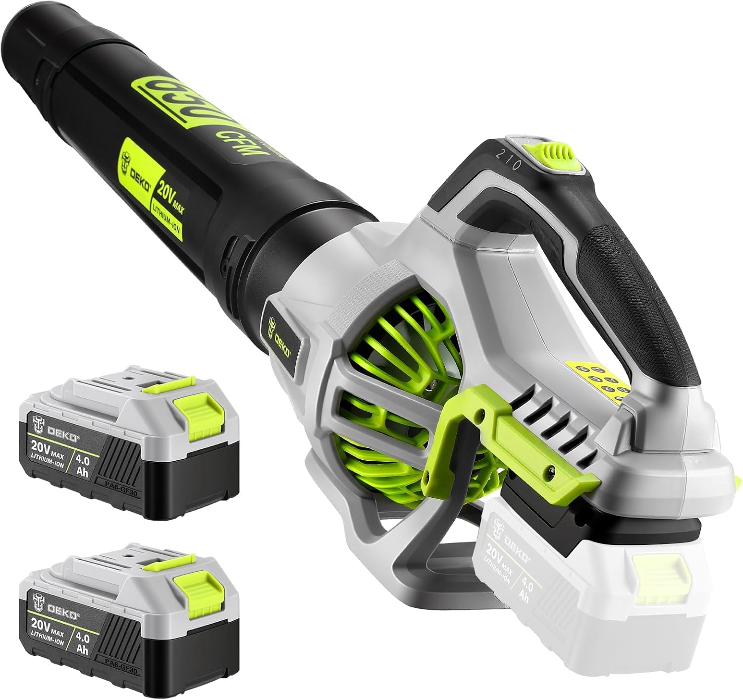 DEKOPRO Soplador de Hojas de 20V, con 2 Baterías de 4,0 Ah