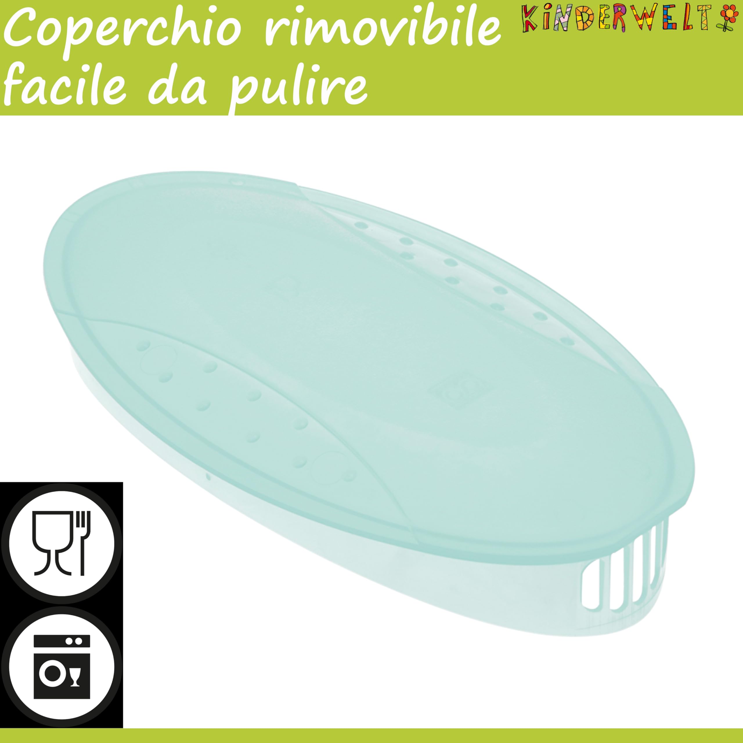 KiNDERWELT Caraffa per succo da 2 litri, in plastica, con coperchio, con inserto per frutta e scala, per porta del frigorifero, caraffa per acqua per bevande fredde come succo, tè freddo