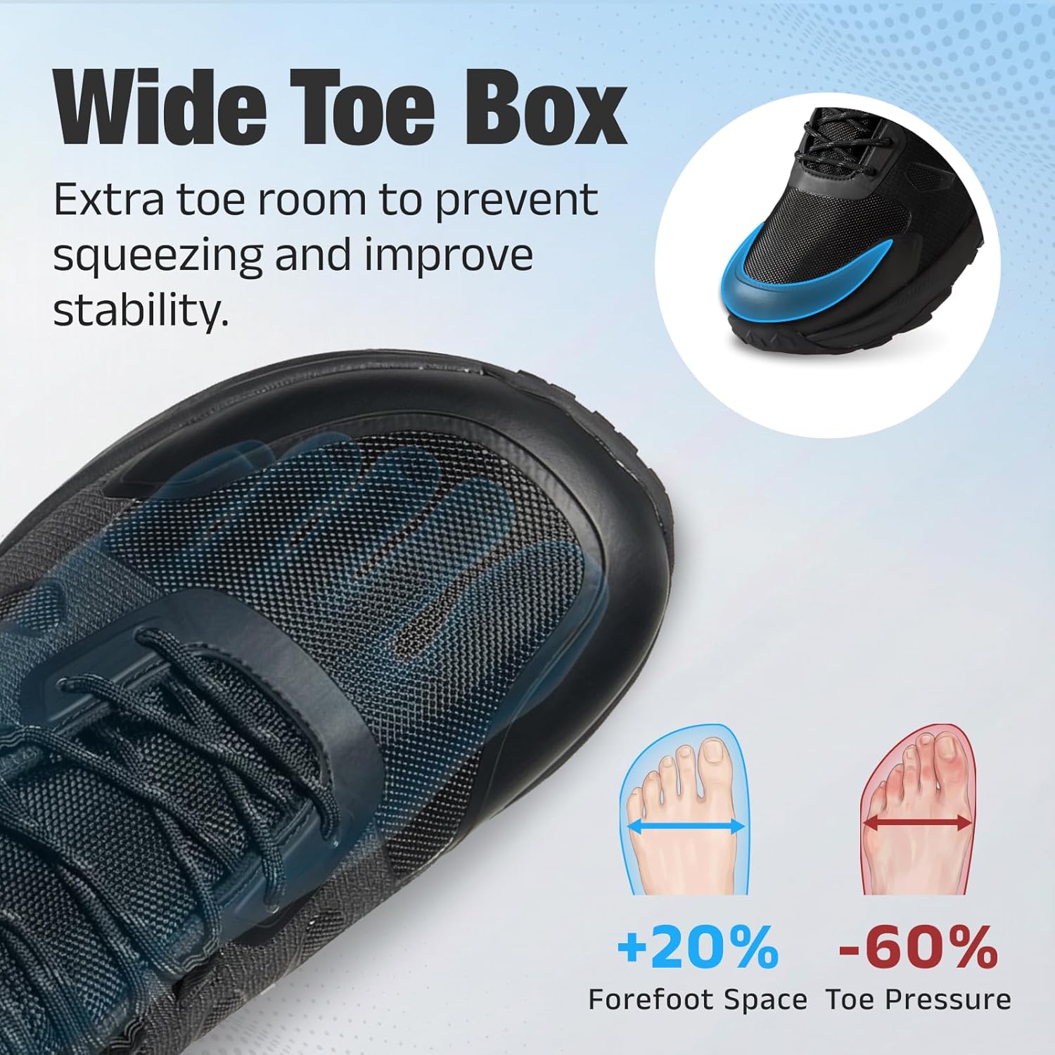 NINGO Men's Waterproof Wide Toe Box Hiking Boots, Comfortable Zero Drop Hiking Shoes, Lightweight Outdoor Ankle Work Shoes for Trekking, Camping, Backpacking, Walking, Mountaineering