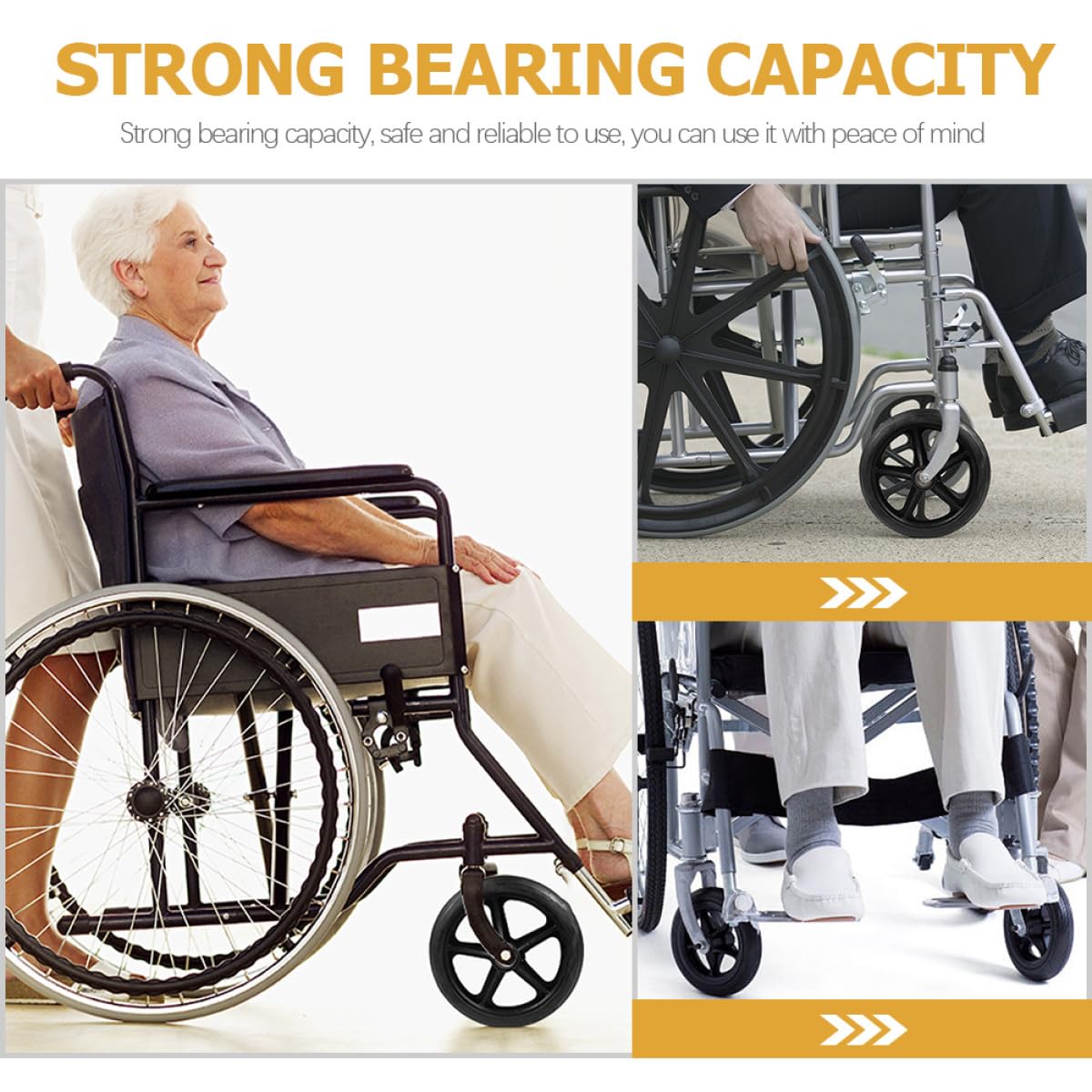 Rueda Delantera Práctica para Andador y Silla de Ruedas, Accesorio Abs Resistente, Silenciosa y Duradera, Paquete de 2 Piezas para Reemplazo Fácil