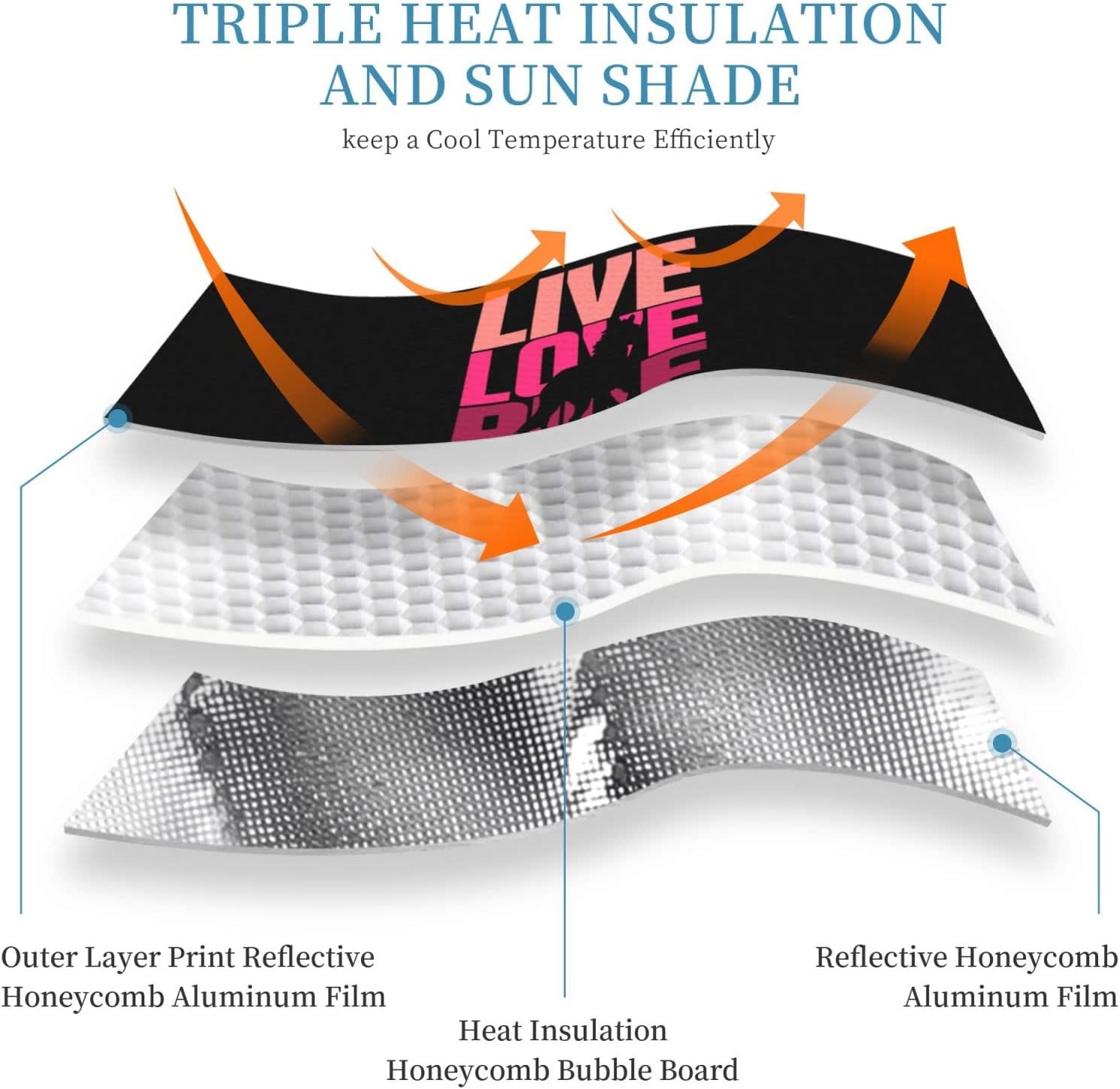 Live Love Ride Horse Car Windshield Sun Shade Keep Your Vehicle Cool, for SUV Cars Trucks Universal Sun Shade