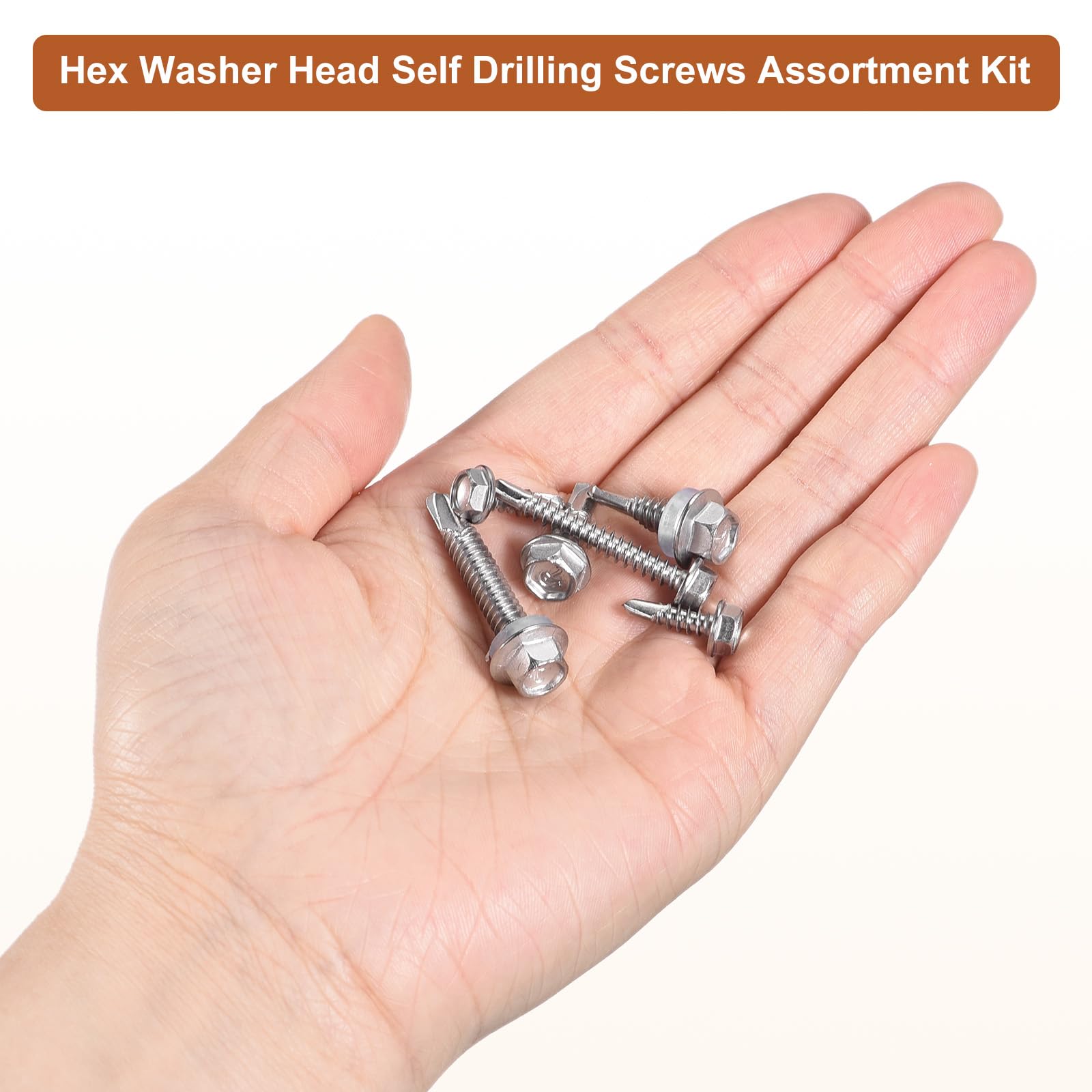 DTGN 100Pcs #12x3/4" Hex Washer Head Self Drilling Screws - Image 4