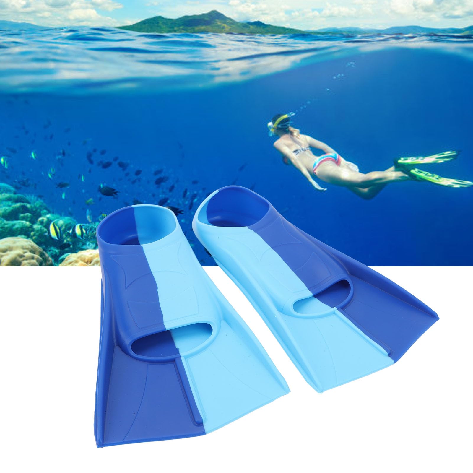 2pcs Swim Fins, Comfortable Silicone Swim Fin, Anti Slip Swimming Flippers, Travel Size Short Swim Fins, Size Suitable Beginners Kids Girls Boys Adults