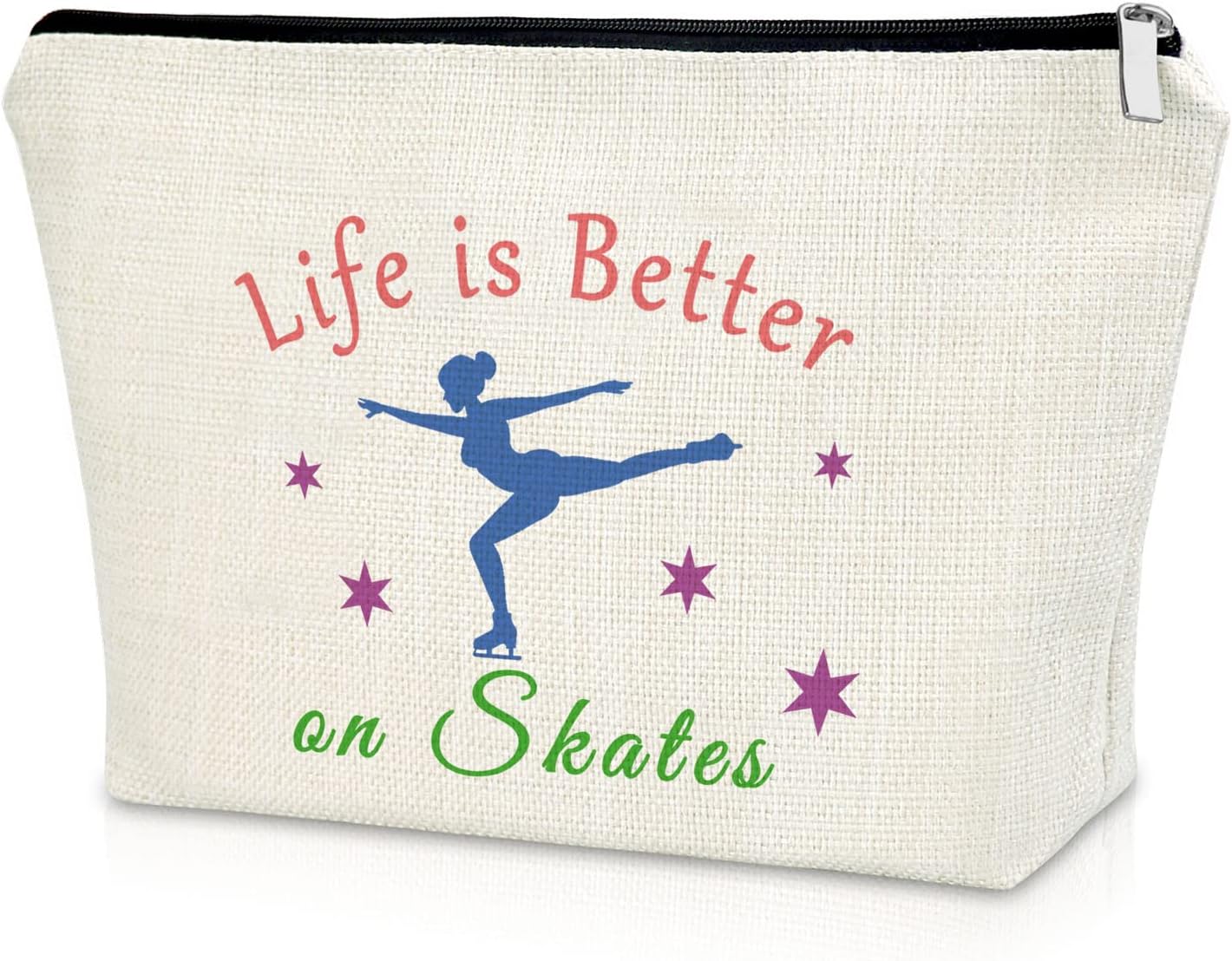 Ice Skater Makeup Bag Figure Skating Team Gift for Women Graduation Birthday Christmas Gifts for Skate Lovers Cosmetic Travel Pouch