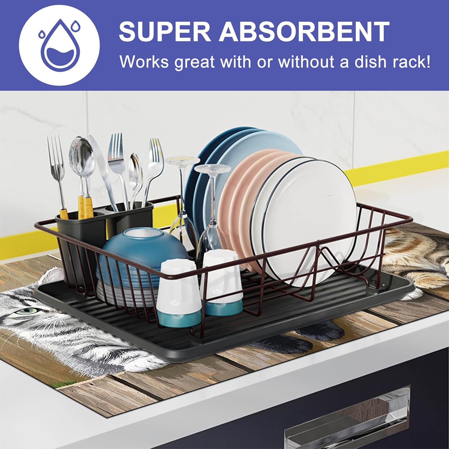 HOMETITUTE Stove Top Cover 28x20 Inch Diatomite Glass Stovetop Decorator Mat Pet Theme Cute Cat Kitchen Decor Electric Stove Glass Top Cover Heat Resistant Pad Non Slip Protector