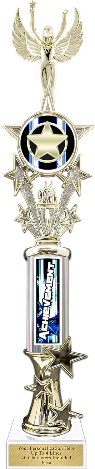 Trophy Deals 19" Action Matrix Achievement Silver Flute Column Trophy, Custom Achievement Trophies with Personalized Engraving - WW113CS-ACAMB