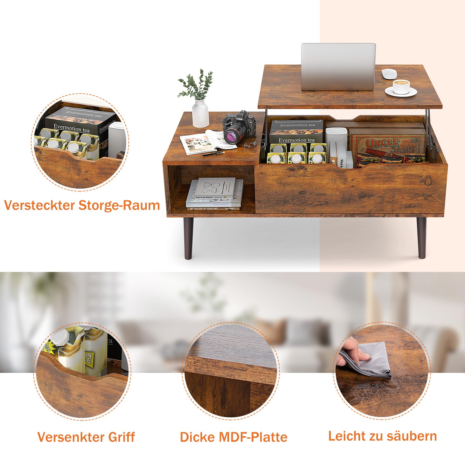 Sweetcrispy Salontafel in hoogte verstelbaar, tafel