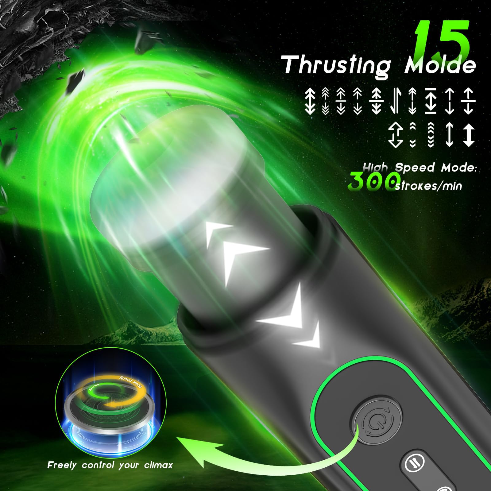 Elektrischer Masturbationsvibrator für Männer mit 15 Teleskopmodi + 4 Saugmodi, Eichelvibrator, Penismasturbator, Penismassagegerät, Sexspielzeug für Männer und Paare