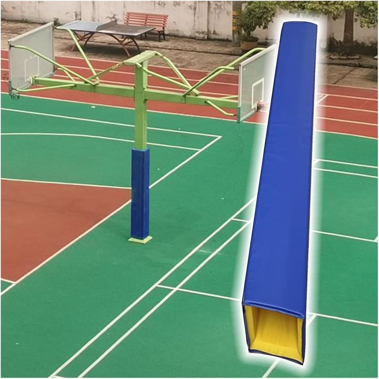 Mousse de protection poteau basket 1,8 m | Sécurité enfants pour colonne carrée et sous-sol