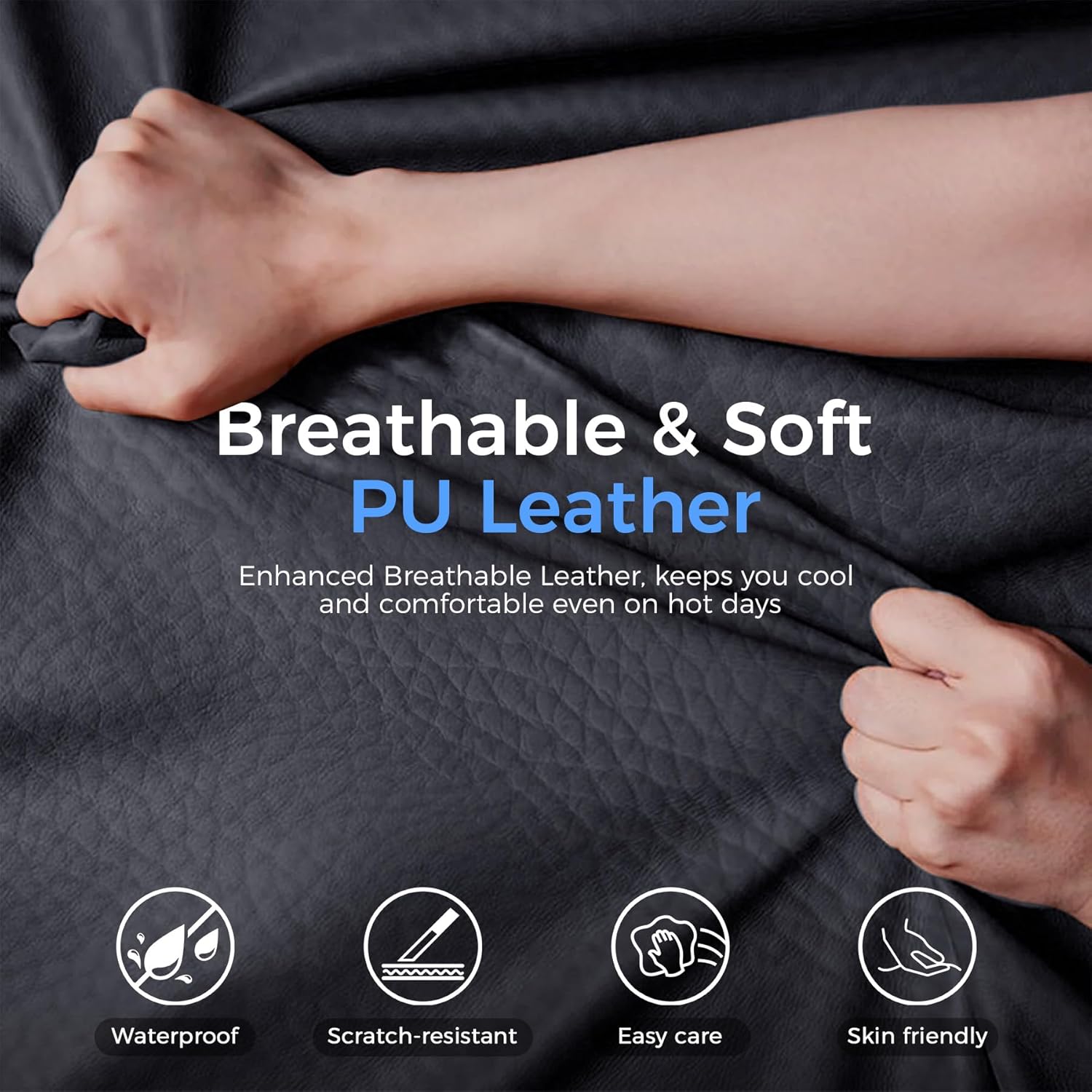 Close-up of breathable and soft PU leather material