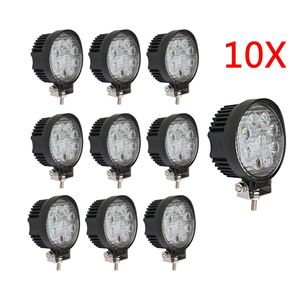 Lumitek 10X 27W Led Light Pods Round Led Work Light Off-Road Led Light Bar Truck Light Driving Light Waterproof for Trucks,Off-Road Vehicle, ATV, SUV, UTV, 4WD, Jeeps, Boat and More …