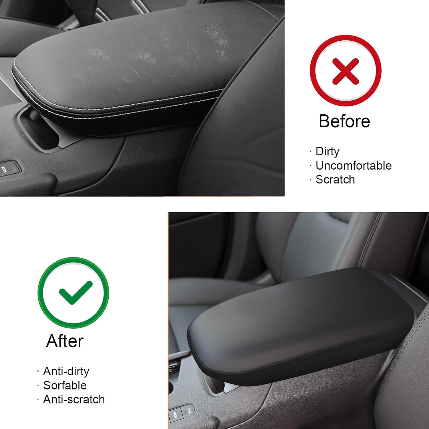 Armrest Cover for Cadillac XT6 2020-2025 (Black), Center Console Cover for 2020 2021 2022 2023 2024 2025 Cadillac XT6.