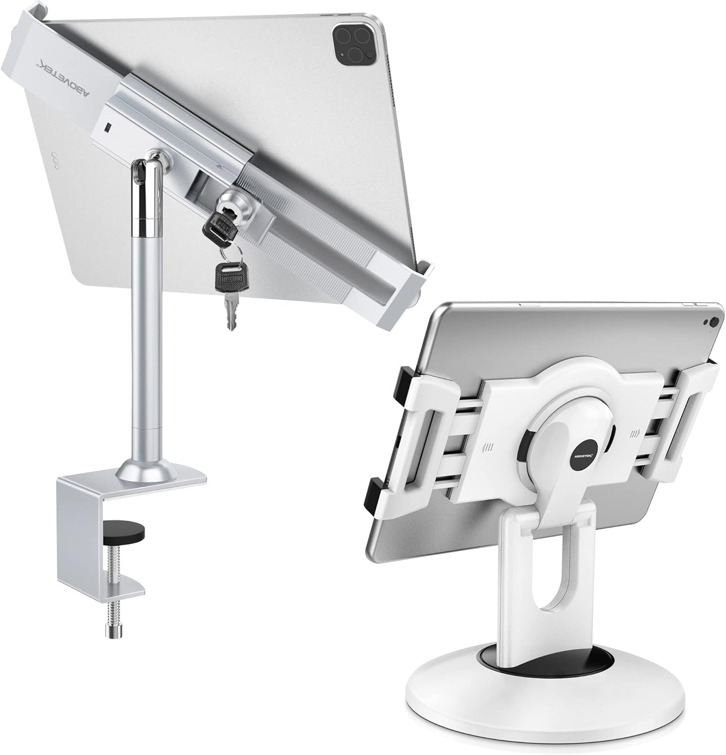 AboveTEK Retail Kiosk iPad Stand & Anti Theft Locking Tablet Stand Holder 360/320