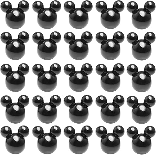 150 piezas de 0.591 in DIY pulsera collar joyería hecho a mano artesanía fabricación Mickey Mouse cabeza cuentas acrílicas agujero grande pastel