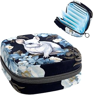 Tampons Holder for Purse, Portable Feminine Menstruation Pad Holder, Chinchilla Cute Sanitary Napkin Storage Bag for Women