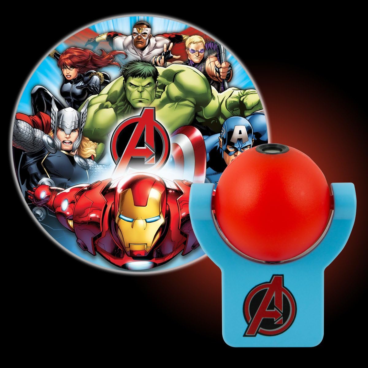 Projectables 13786-T1 Avengers LED Night Light, 1-Pack, Plug-in, Dusk to Dawn, UL-Listed, Image on Ceiling, Wall, or Floor, Ideal for Bedroom, Nursery, Bathroom, 13786