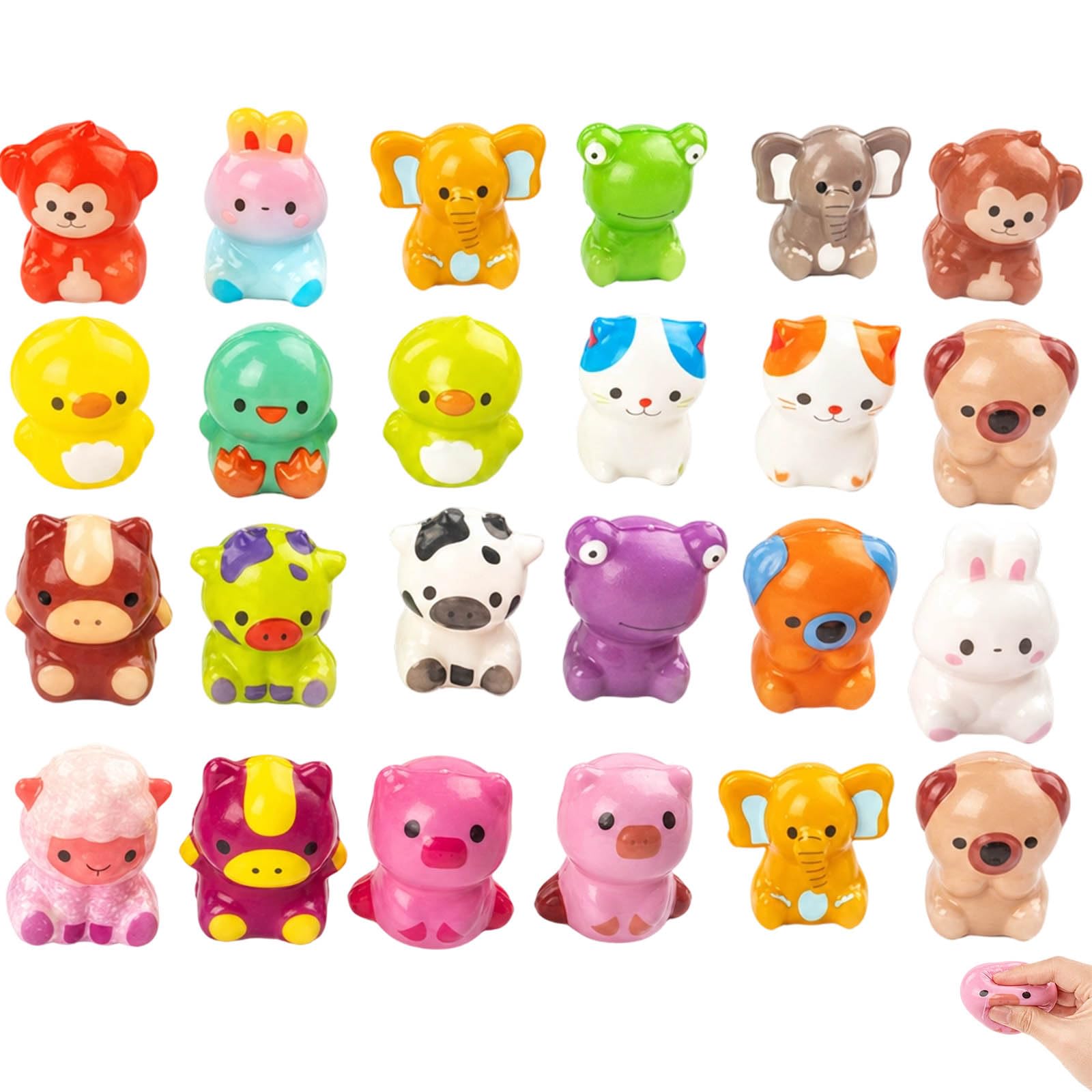 24Pcs Foam Squishy Animal Set, Soft and Reusable for Quiet Play and Everyday Use, Assorted Animal Figures with Detailed Designs, Compact Size for Easy Storage and Portability