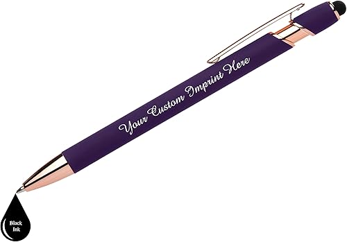 Miniatura 10 de Express Pencils - Juego de 2 bolígrafos personalizados, paquete de 2 bolígrafos de metal suave al tacto color oro rosa con caja de regalo, bolígrafo