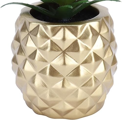 Miniatura 7 de Maceta de piña artificial dorada 6.7 x 3.9 pulgadas de resina modelo de frutas decoración para el hogar, oficina, escritorio, cocina, decoración de