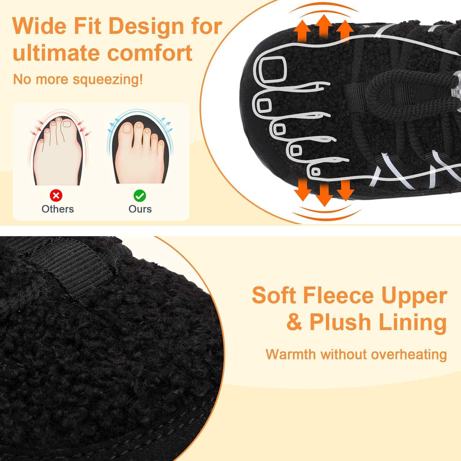 relxfeet Women's Wide Width Slippers Cozy Furry Barefoot House Shoes with Adjustable Fit Non-Slip Indoor Outdoor Slippers for Diabetic Bunion Swollen Feet Friendly - Image 4
