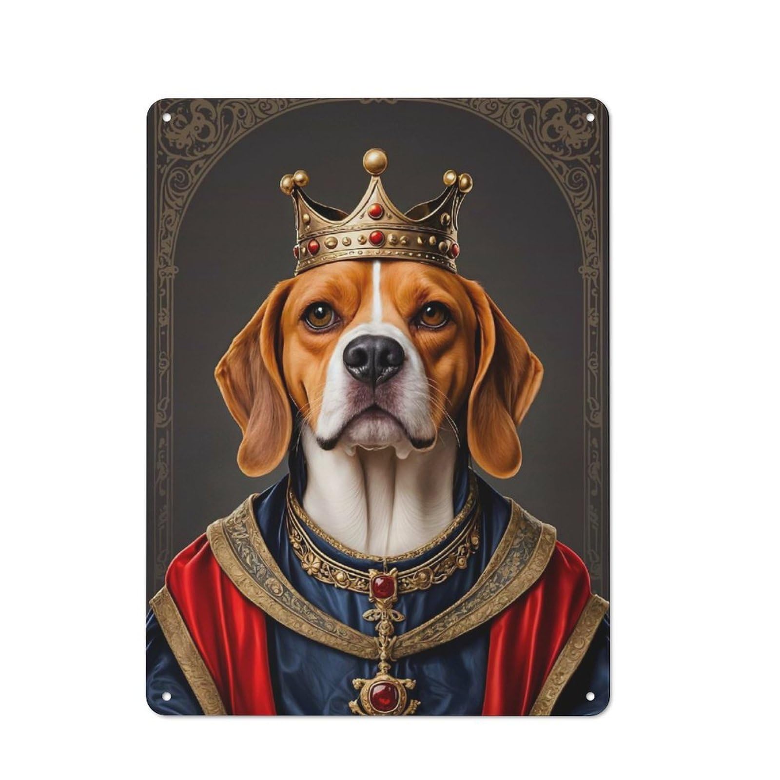 Junmoney Beagle Dog King Rustic Metal Plaque 40X30cm For Studio Or Craft Room, Housewarming Present For People Styling Studio And Craft Room