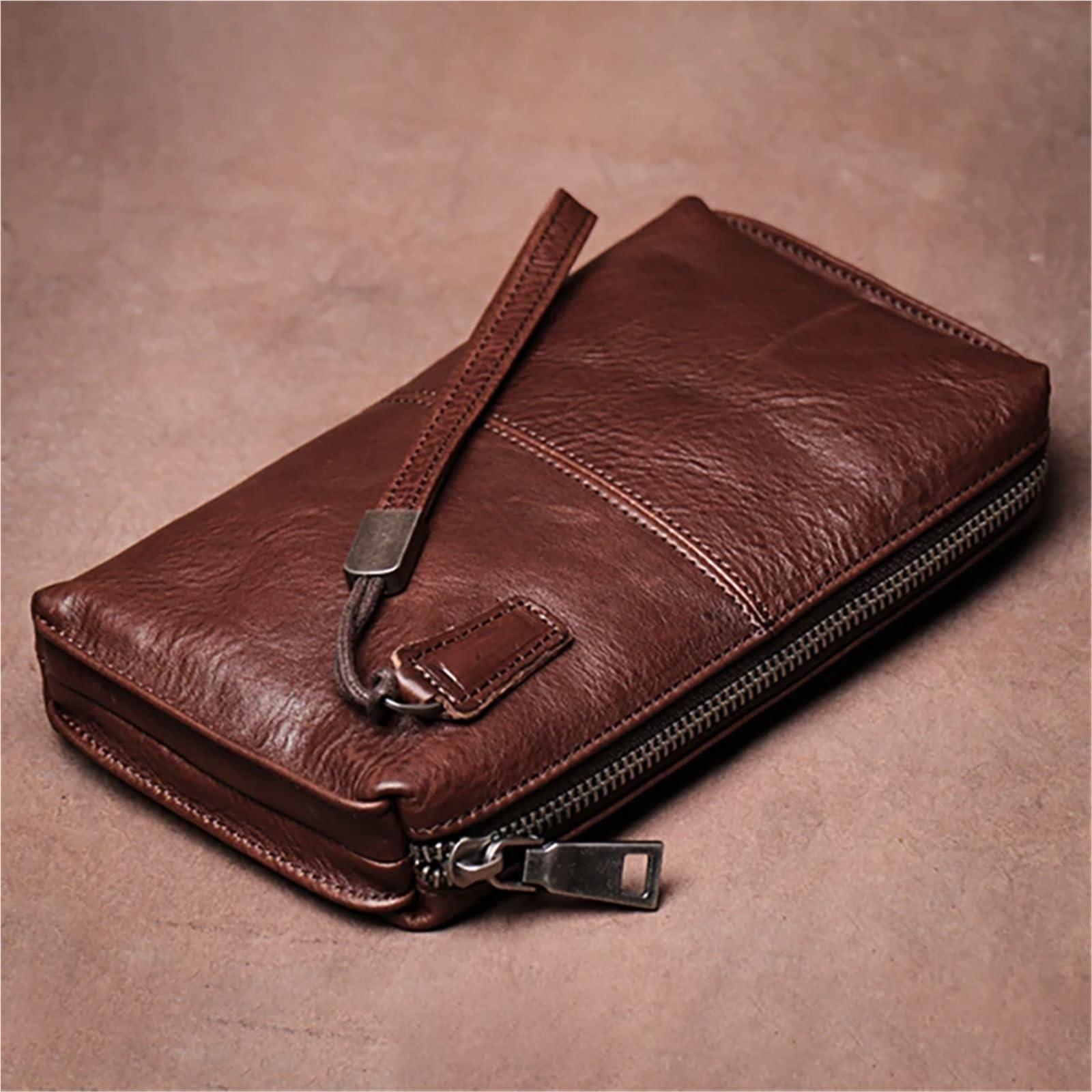 Pochette da uomo in pelle Porta carte di credito vintage di grande capacità Porta carte di credito Telefono semplice