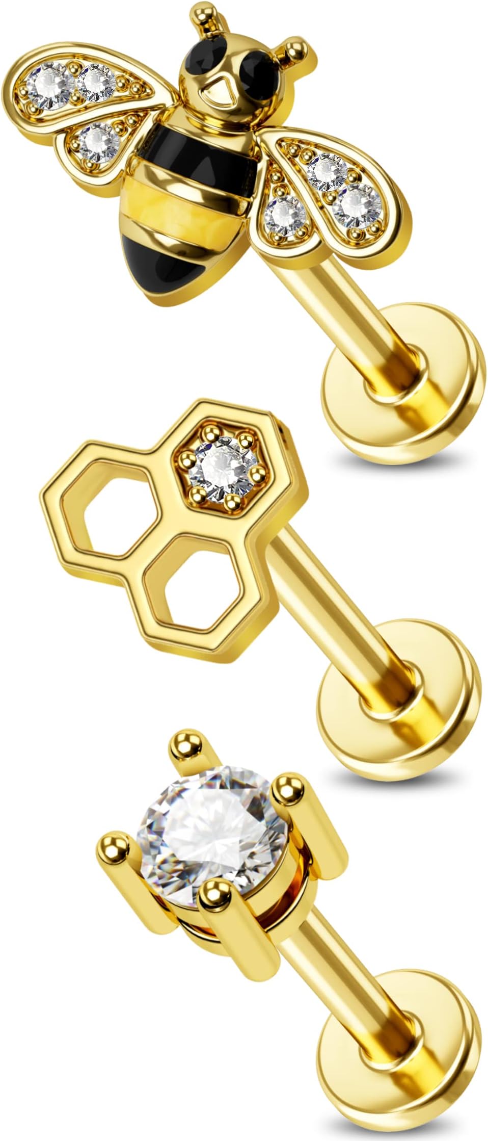 OUFER Body PiercingHelix Labret Lip Stud Earring Bar 16G Helix Tragus Piercing Jewellery 316L Stainless Steel Tragus Conch Stud Cartilage Stud Earrings