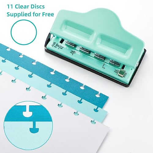 Miniatura 2 de Gocreate Mint Planner Hole Punch 11 discos de encuadernación suministrados ajustable para planificadores felices encuadernados en disco, perfora tu