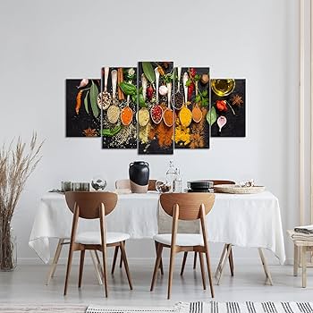 Amazon.com: Large 5 Piece Kitchen Wall Art Various Herbs and