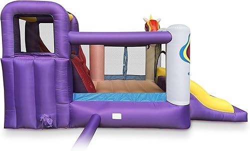 Miniatura 4 de Cloud 9 Casa inflable de unicornio con soplador, gorila para niños con dos toboganes y gran área de salto