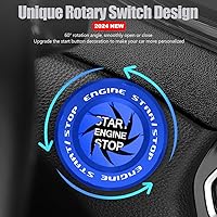 Vista 45 de Tybasthe Cubierta giratoria para botón de oprimir arranque y apagado de motor de automóvil, calcomanía de Batman, decoración interior, cubierta