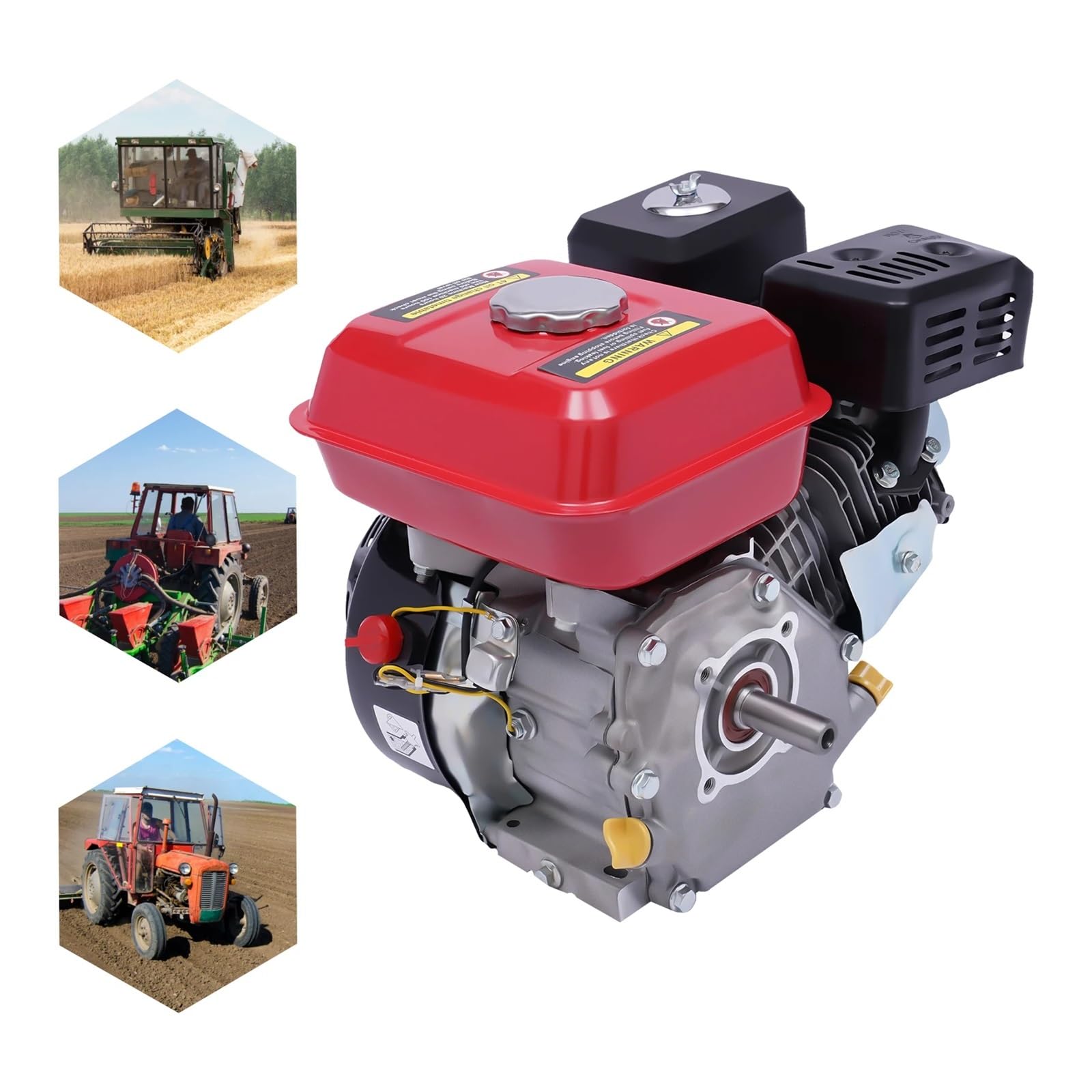 Motor De Gasolina 4 Tiempos, 4000 W, 7,5 HP, Arranque Manual, Refrigeración por Aire Multiusos Rendimiento Potente
