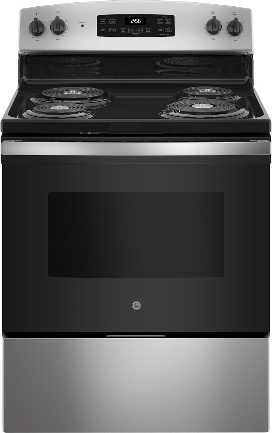 GE 30 in. 4 Burner Element Free-Standing Electric Range in Stainless Steel JB256RTSS