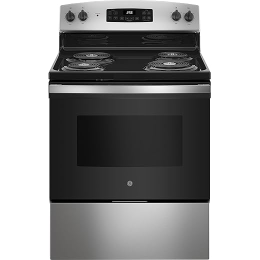 GE 30 in. 4 Burner Element Free-Standing Electric Range in Stainless Steel JB256RTSS
