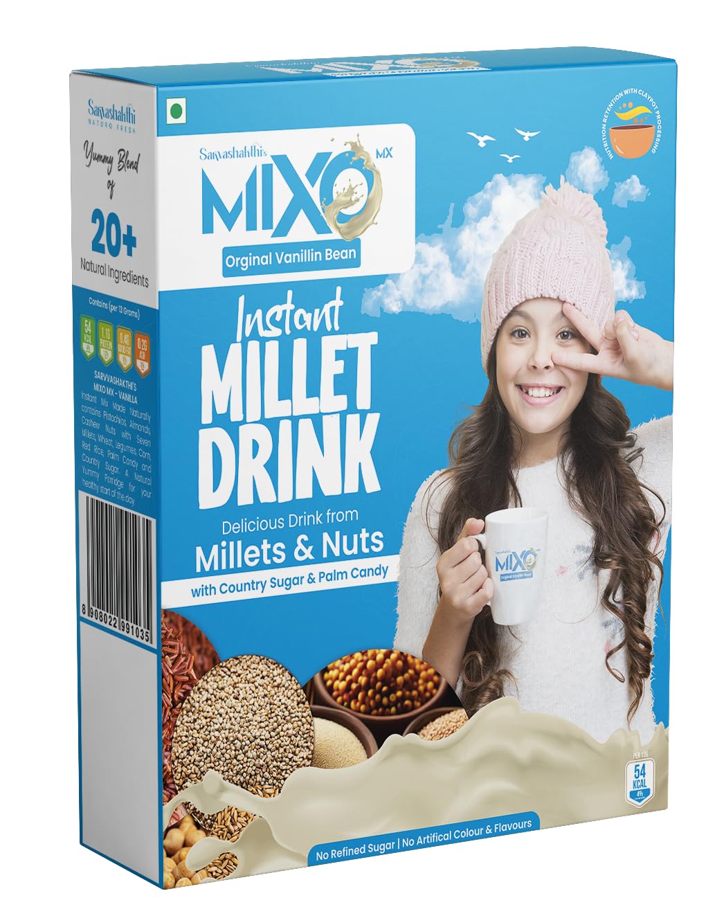 Mixo Mx Millet Drink Original Vanilla 150g Millets, Nuts, Cereals - Clay Pot Processed - No Refined Sugar - No Artificial Flavor & Colors - Maltodextrin Free