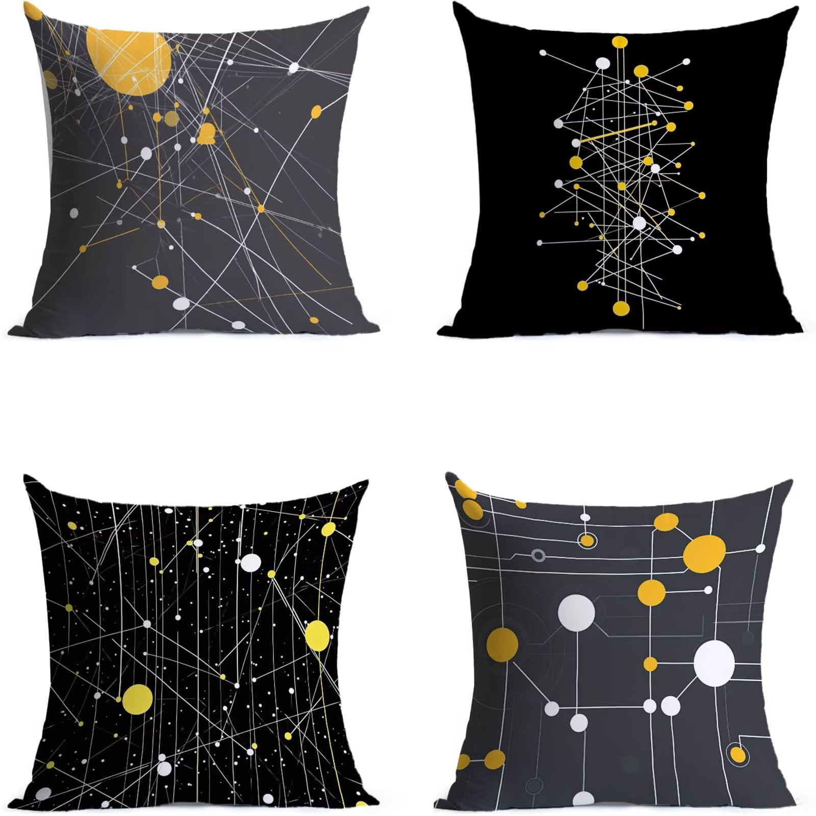 Coussin extérieur imperméable 45x45 cm lot de 4 en lin avec motifs géométriques w-4347