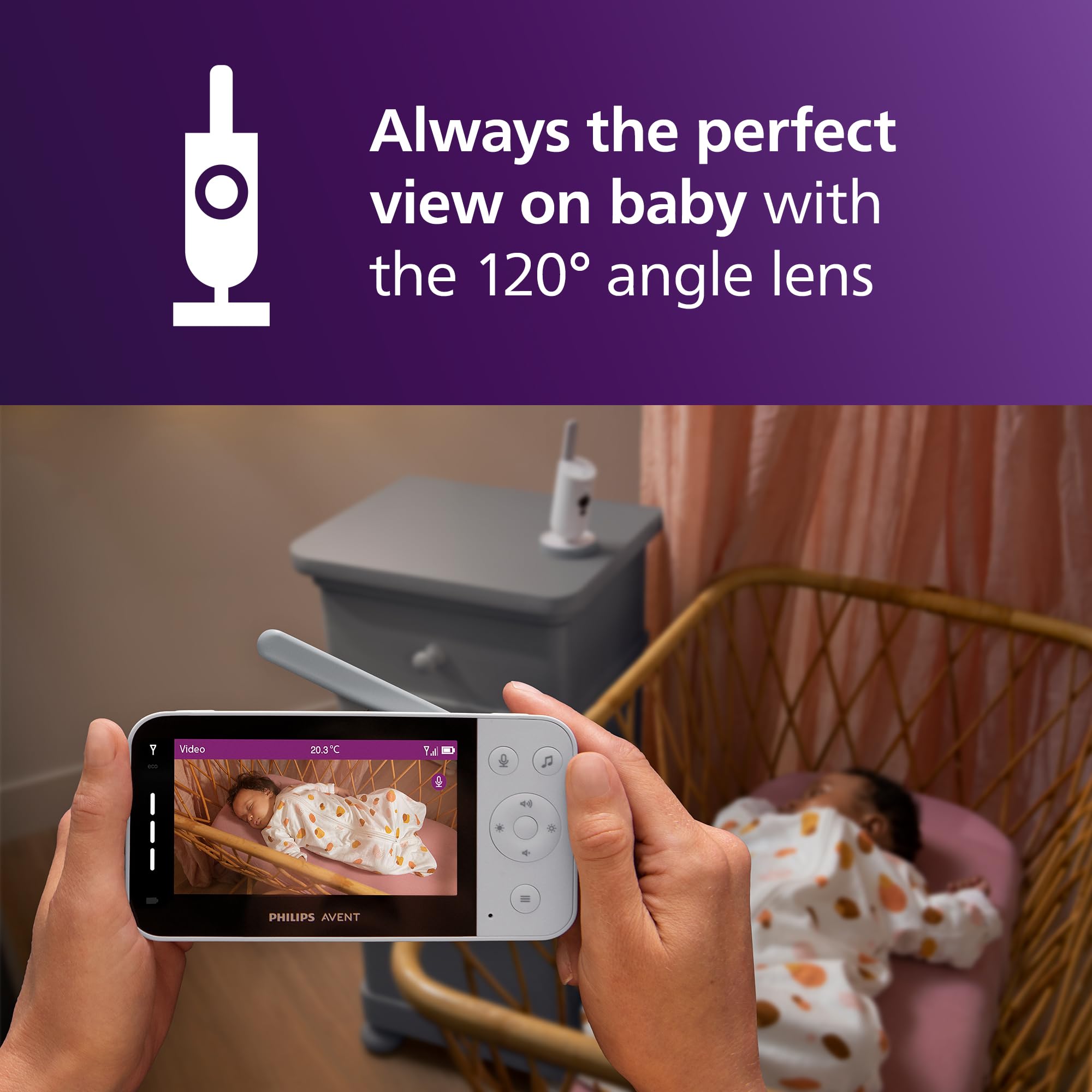 Philips Avent Connected Baby Monitor with WiFi, High-Quality HD Camera, Infrared Night Vision, Cry Detection, Two-Way Audio - Image 3