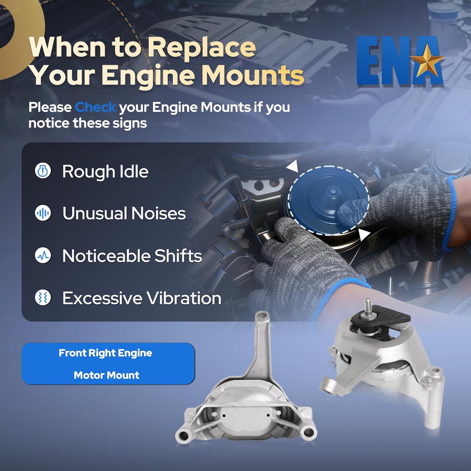 ENA Front Right Engine Motor Mount Compatible with Nissan Altima 2.5L Replacement for A4353 11210-JA000