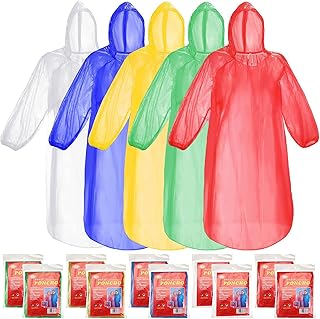 40 Pack Rain Poncho Package Emergency Rain Ponchos Disposable Rain Poncho Waterproof Poncho with Hood with Drawstring for Adults