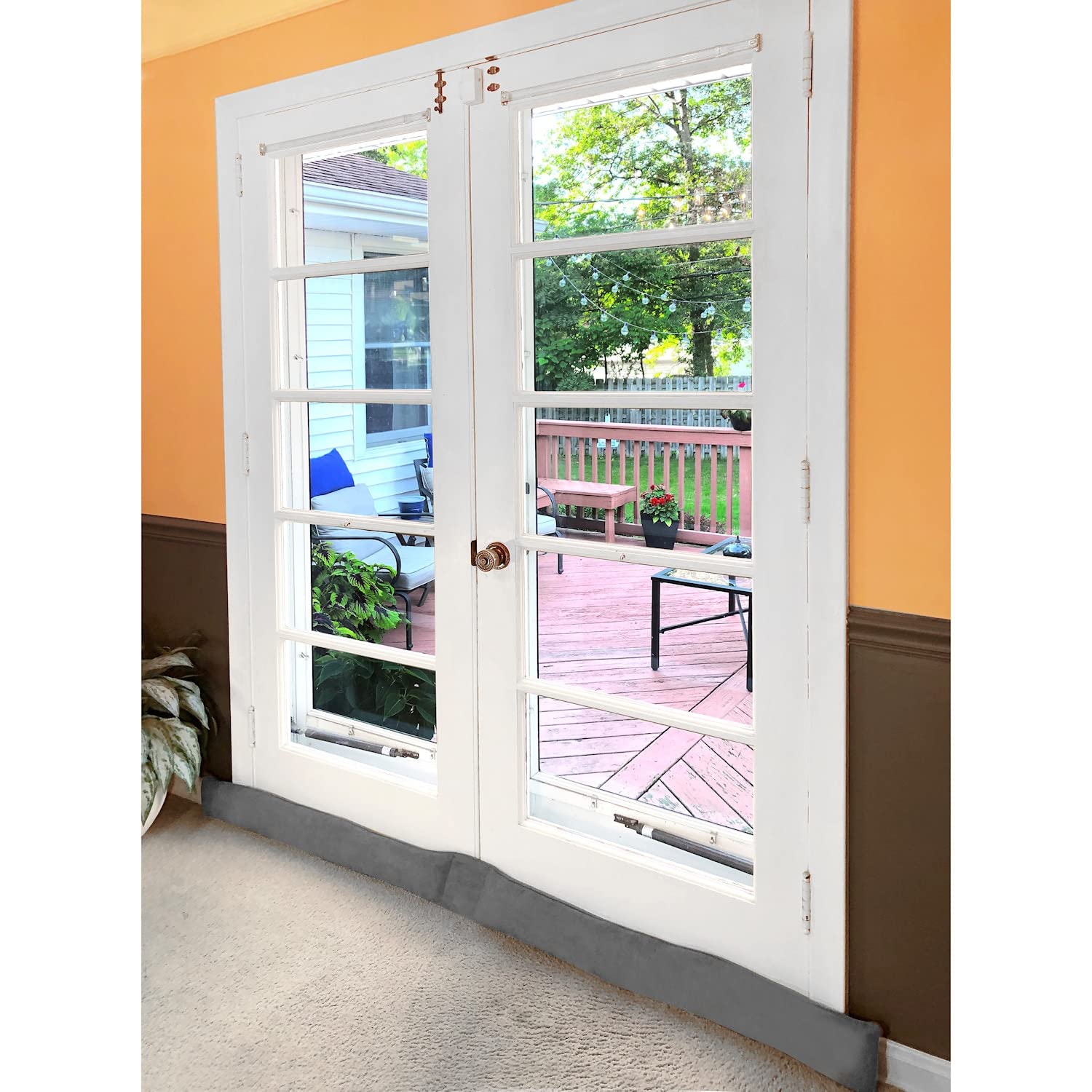 Home District - Dodger per porta e finestra, con ponderata, blocco del rumore, tappo per insetti – 170 cm, colore: grigio