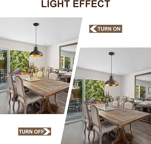 Miniatura 4 de Refice Lsland - Paquete de 3 luces colgantes de granja, iluminación colgante de bronce aceitado, luces colgantes para cocina, lsland lndustrial,