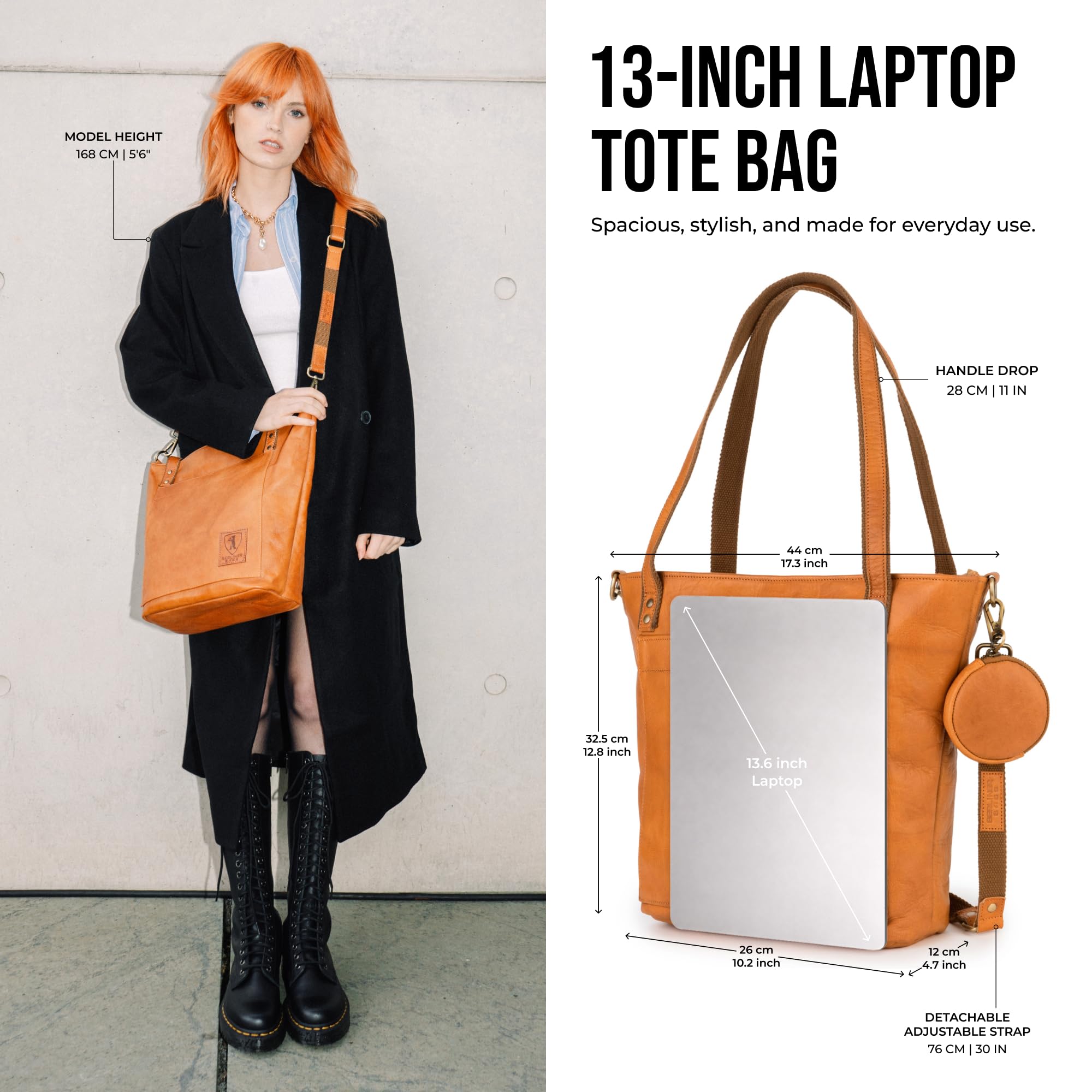 Berliner Bags Verona Bolso Tote Shopper Mujer Piel Auténtica Grande YKK