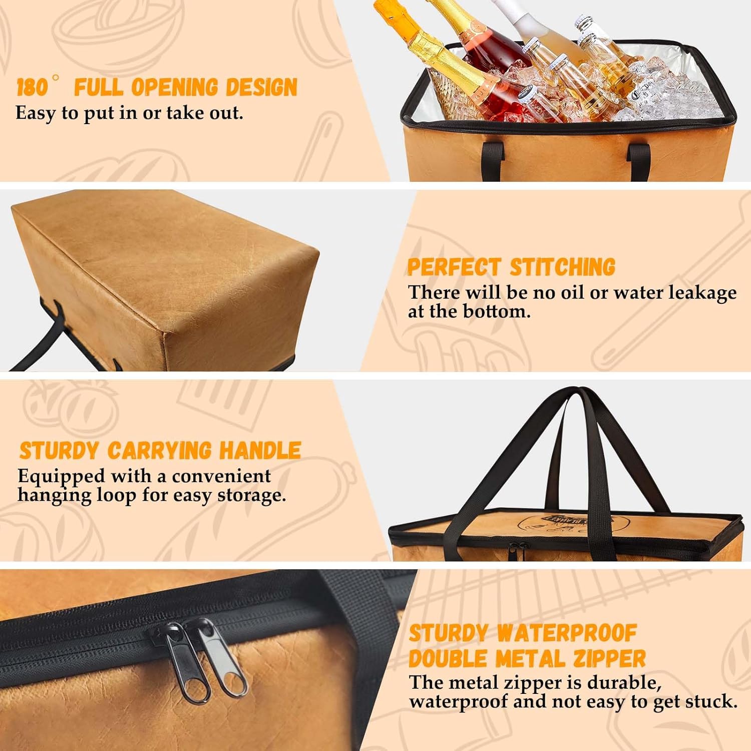 BANGIE BBQ Blanket for Resting Meat - 5-Layer Insulated Box-Style Smoker Bag with Wide Mouth for Large Brisket/Pork Shoulders/Turkeys Father's Day Birthday Anniversary Grilling Gifts for Men Dad(19in)