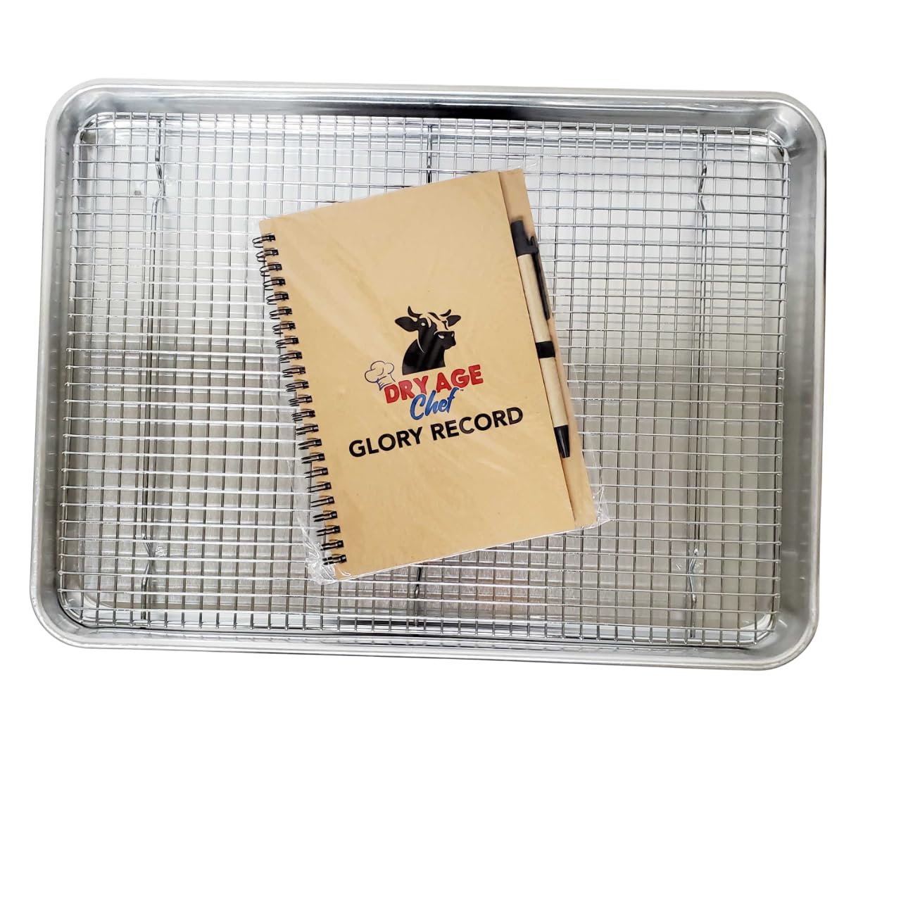 Large Beef Rack, Dry Aging Pan, and Glory Record Book by Dry Age Chef - Perfect for Dry Aging Steak at Home!