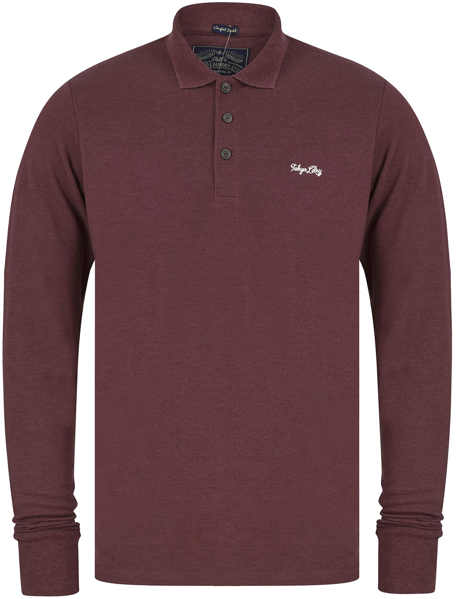 Tokyo Laundry Men's Seathwaite Long Sleeve Polo Shirt - Vineyard Marl - S