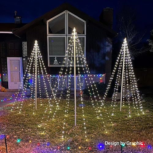 Miniatura 6 de YASENN Guirnalda de luces con estrella superior de 350 luces LED de 11 pies para decoración de Navidad al aire libre, 8 modos, luces de Navidad para