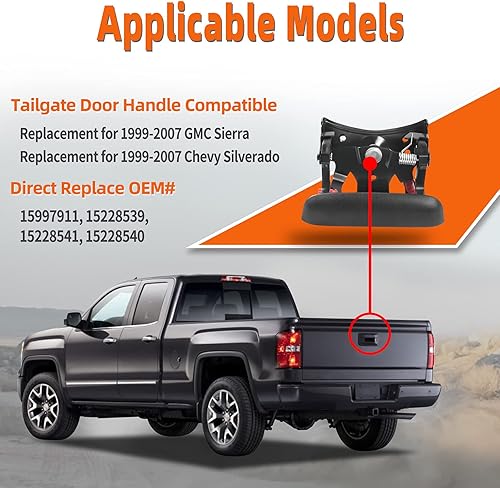 Miniatura 3 de OTUAYAUTO Ensamblaje de pestillo de la manija del portón trasero – Reemplazo para Chevy Silverado 1999-2007, GMC Sierra Truck 1996-2006 1500 2500