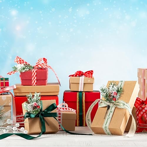 Miniatura 10 de Tallos de bayas rojas de imitación para árbol de Navidad, conos de pino y ramitas de acebo para manualidades, 48 piezas