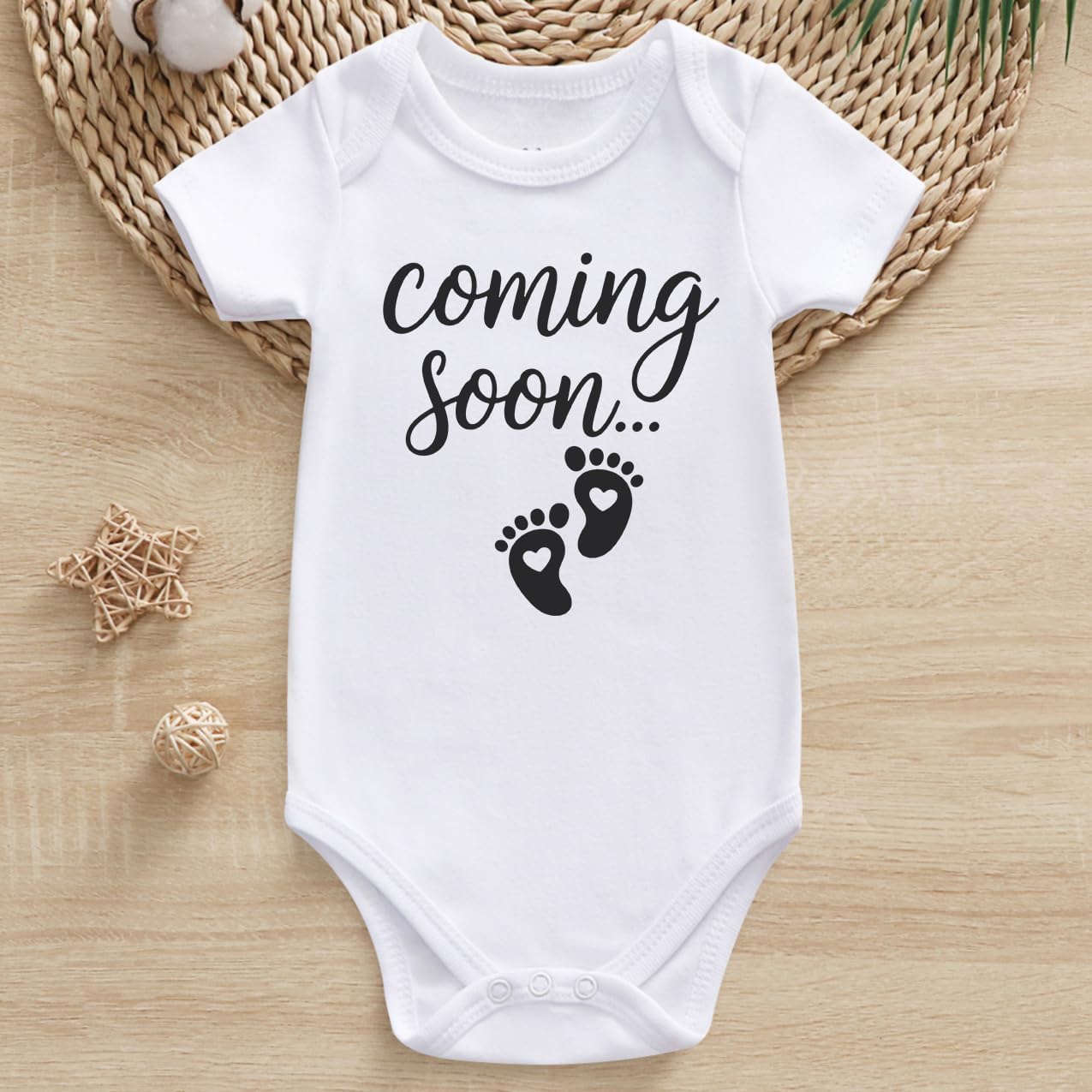coming soon pregnancy announcement for grandparents First Grandbaby Baby Bodysuit - Image 2